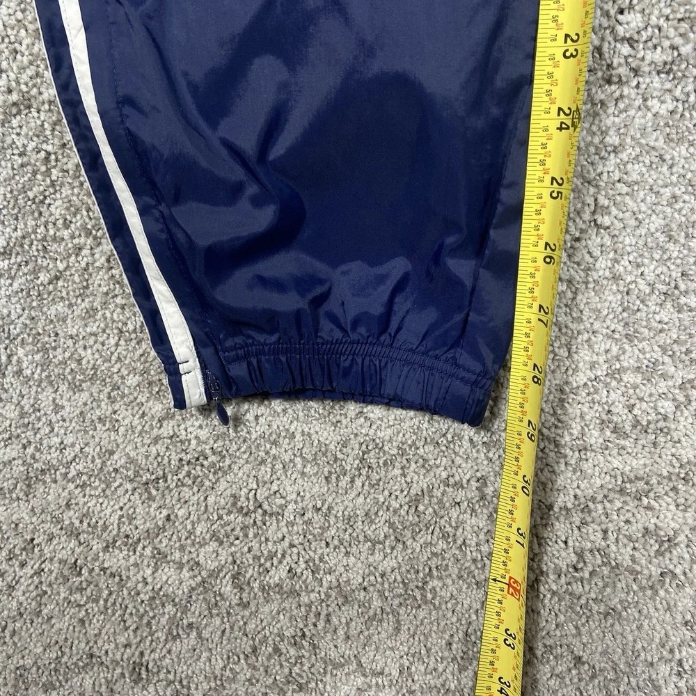 Vintage Adidas Track Pants Size Medium Blue Mesh Lined White Striped Y2K 90s